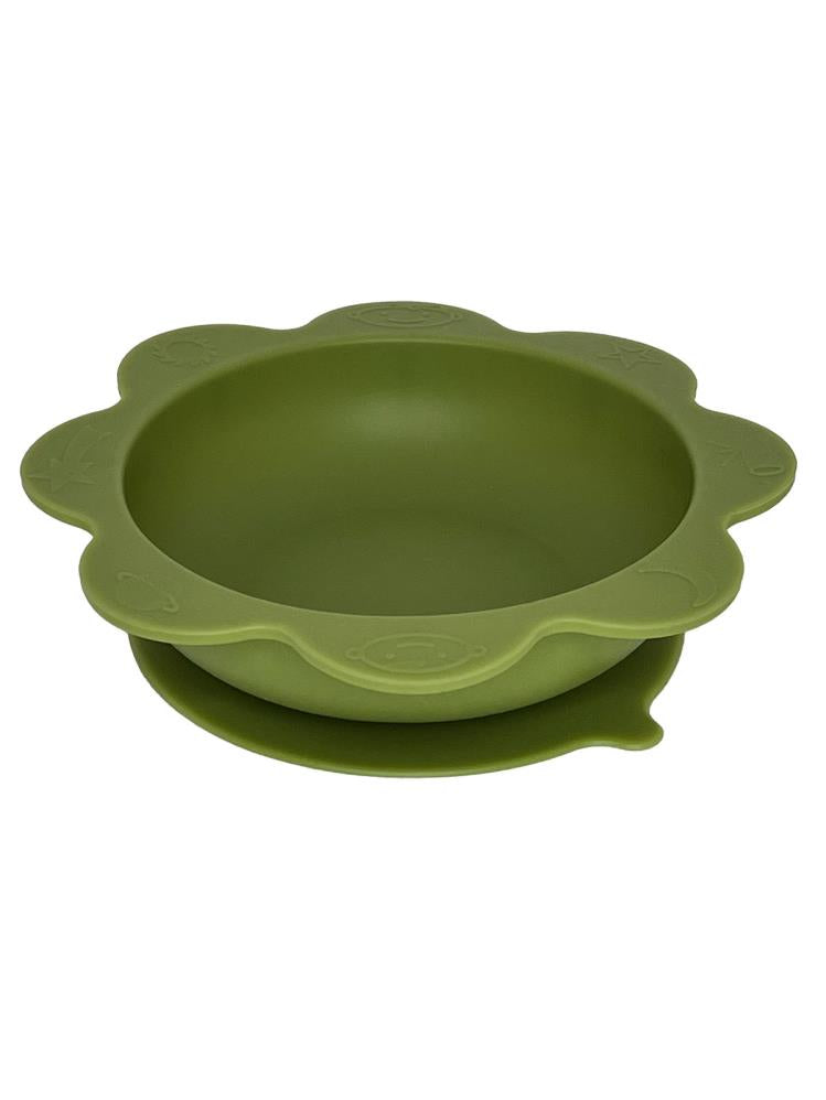 Pandish SunNy Vakum Tabanlı Silikon Kase-Kaşıklı - Yeşil