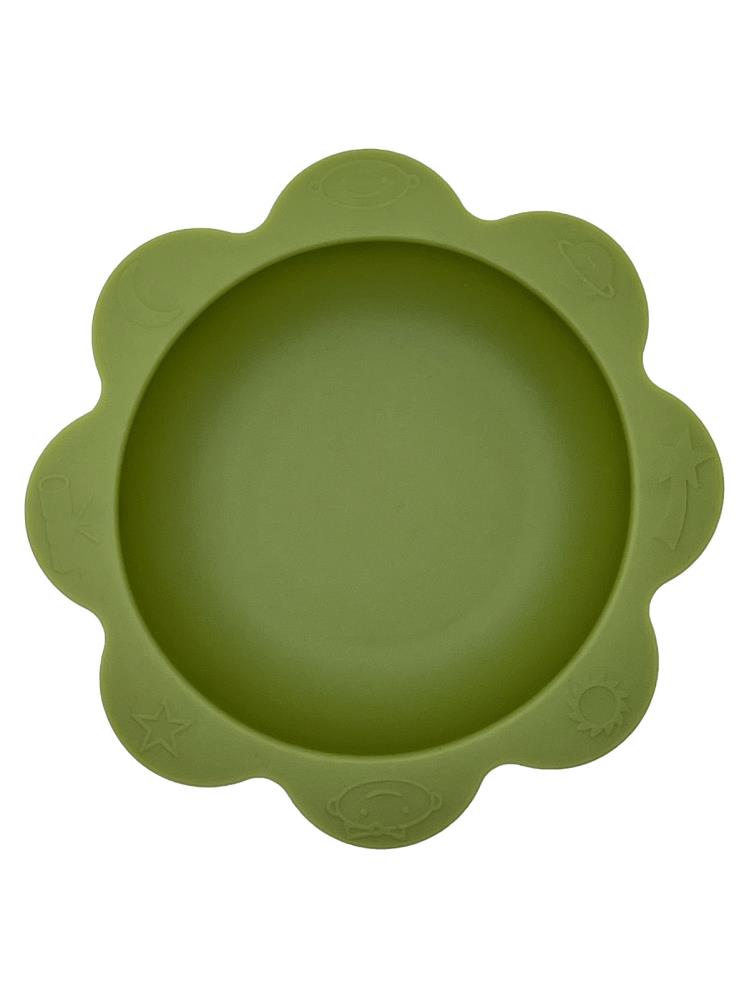 Pandish SunNy Vakum Tabanlı Silikon Kase-Kaşıklı - Yeşil