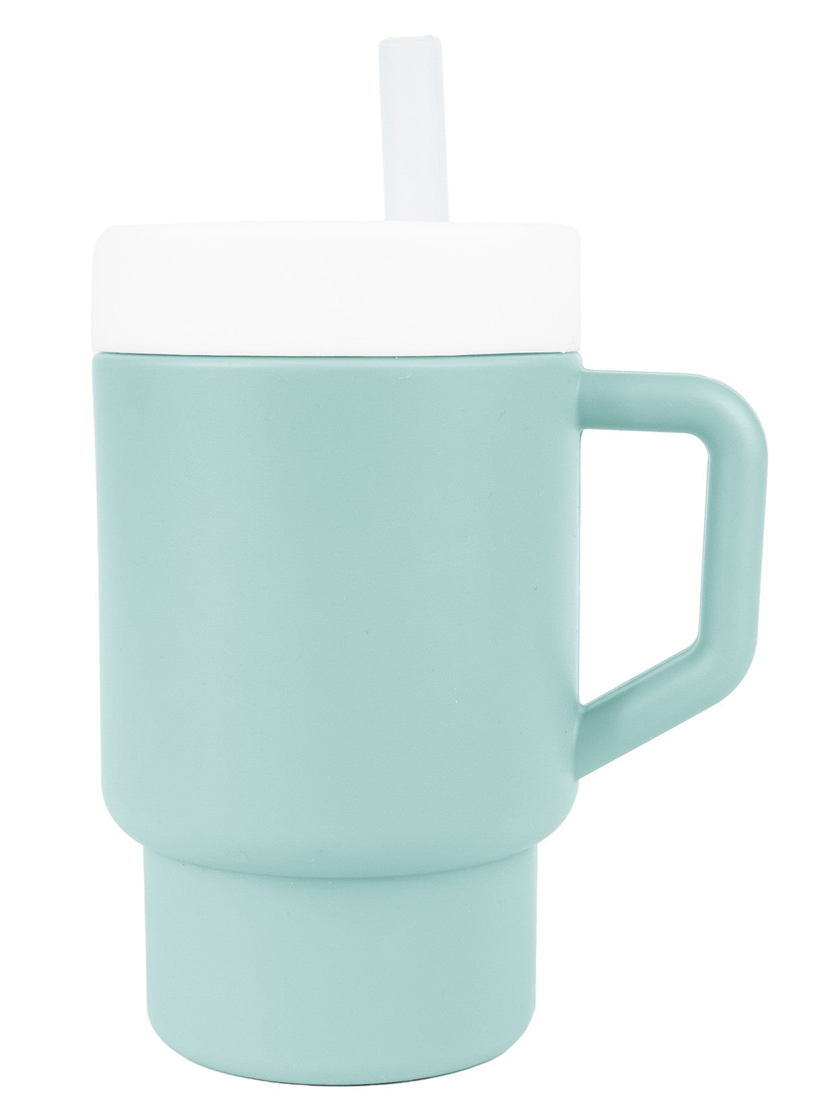 Pandish Mugley Tek Kulplu Kapaklı Pipetli Silikon Alıştırma Bardağı - Yeşil