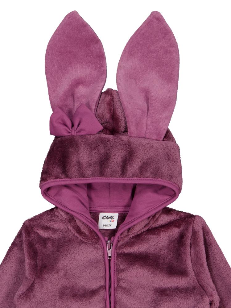 Civil Baby Tavşan Kulak Kapüşonlu 6-18 Ay Hırka - Lila