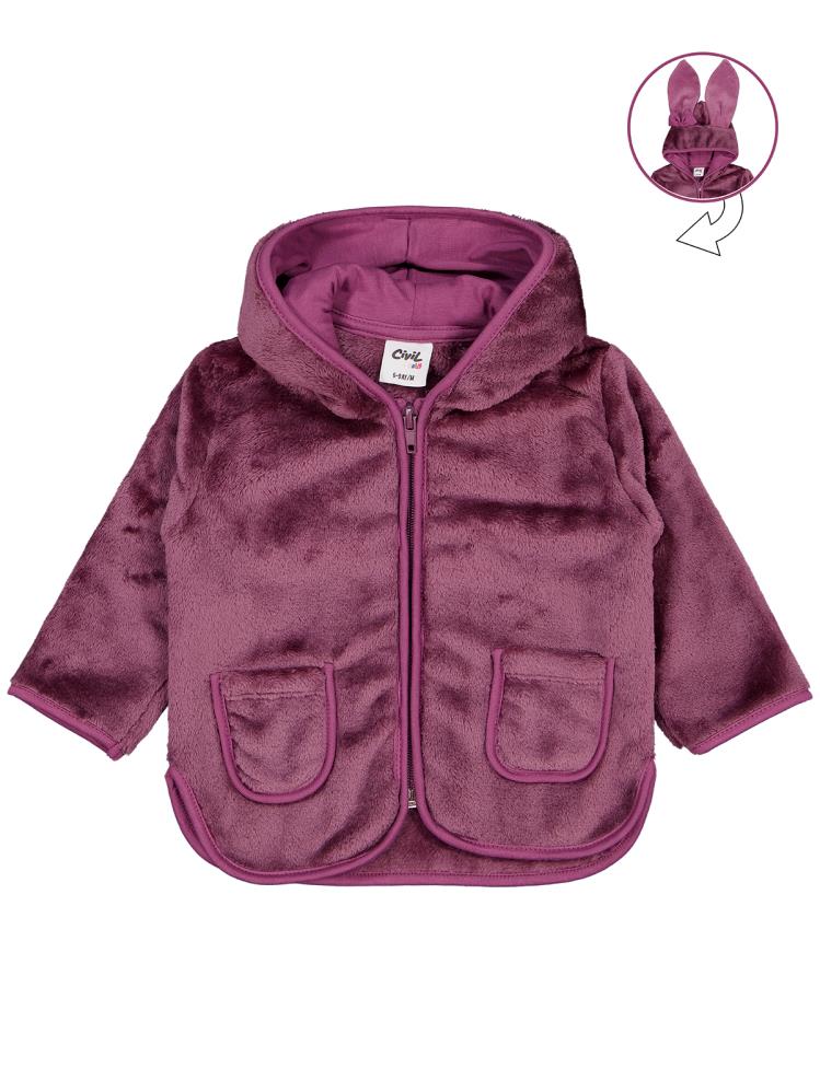 Civil Baby Tavşan Kulak Kapüşonlu 6-18 Ay Hırka - Lila