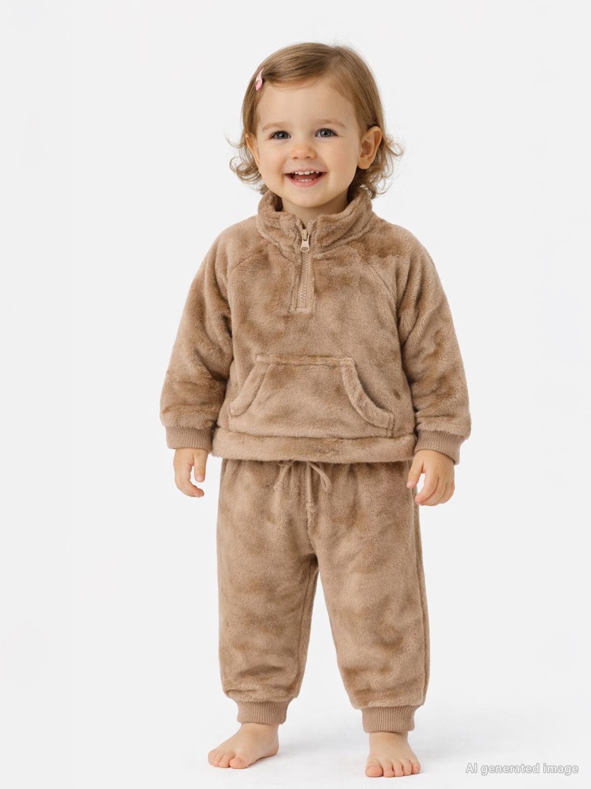Civil Baby Yarım Fermuar 6-18 Ay Takım - Kahverengi