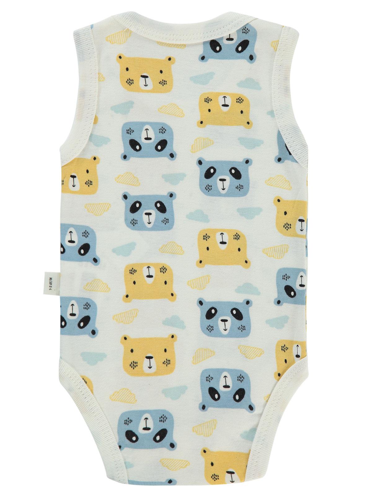 Civil Baby Ayıcık Baskılı 0-3 Yaş Çıtçıtlı Badi - Ekru