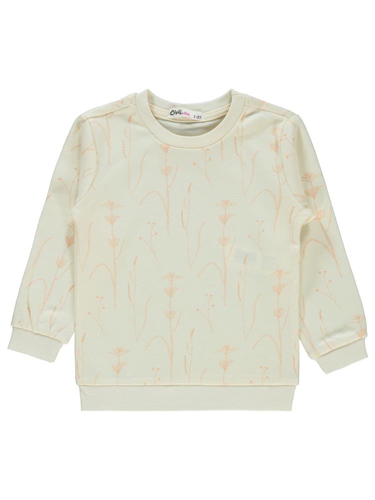 Civil Girls Dal Desenli 2-5 Yaş Sweatshirt - Ekru