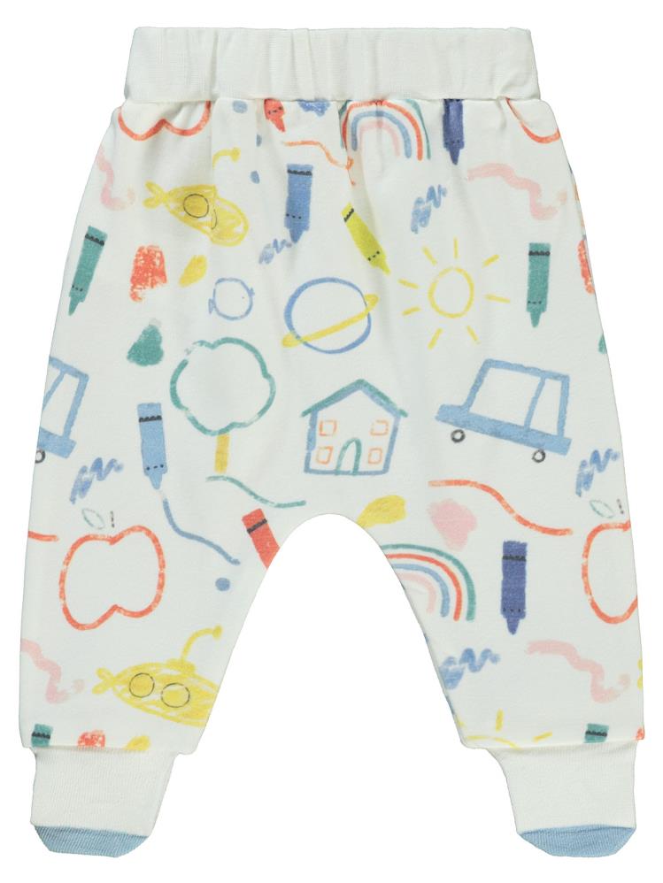 Civil Baby Renkli Ev Baskılı 1-6 Ay Tek Alt Bebe - Ekru