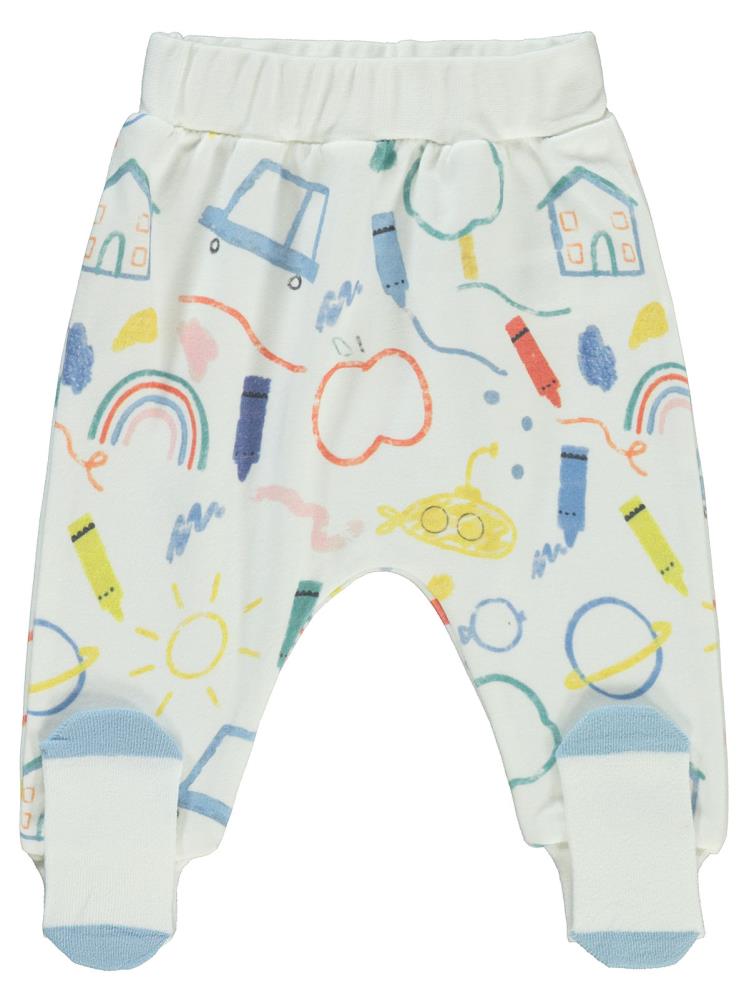 Civil Baby Renkli Ev Baskılı 1-6 Ay Tek Alt Bebe - Ekru