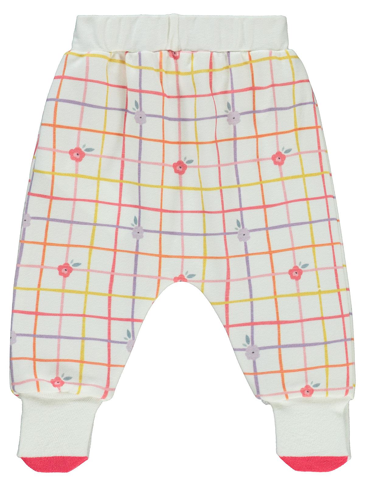 Civil Baby Kareli Çiçek Baskılı 1-6 Ay Tek Alt Bebe - Ekru