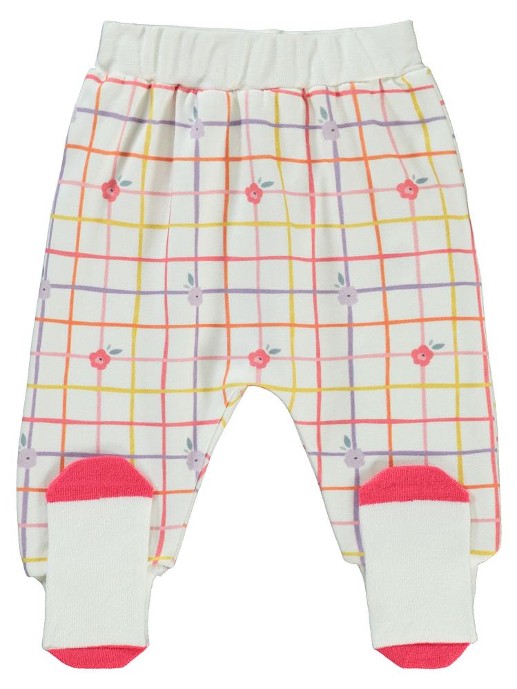 Civil Baby Kareli Çiçek Baskılı 1-6 Ay Tek Alt Bebe - Ekru