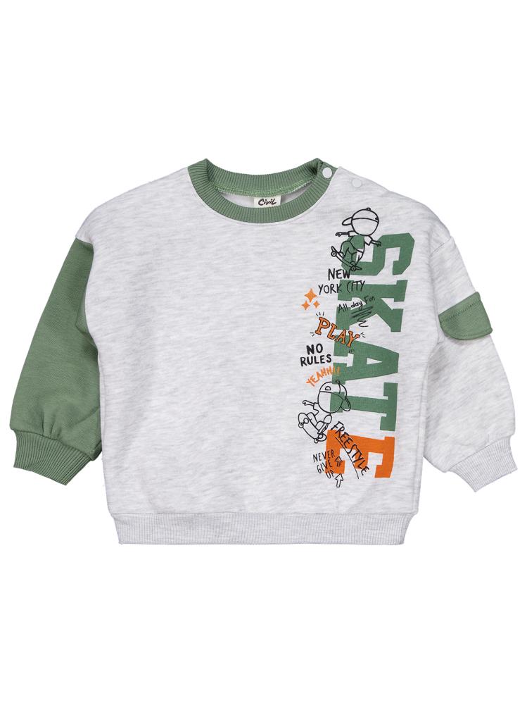 Civil Baby Skate Baskılı 6-18 Ay Takım - Haki