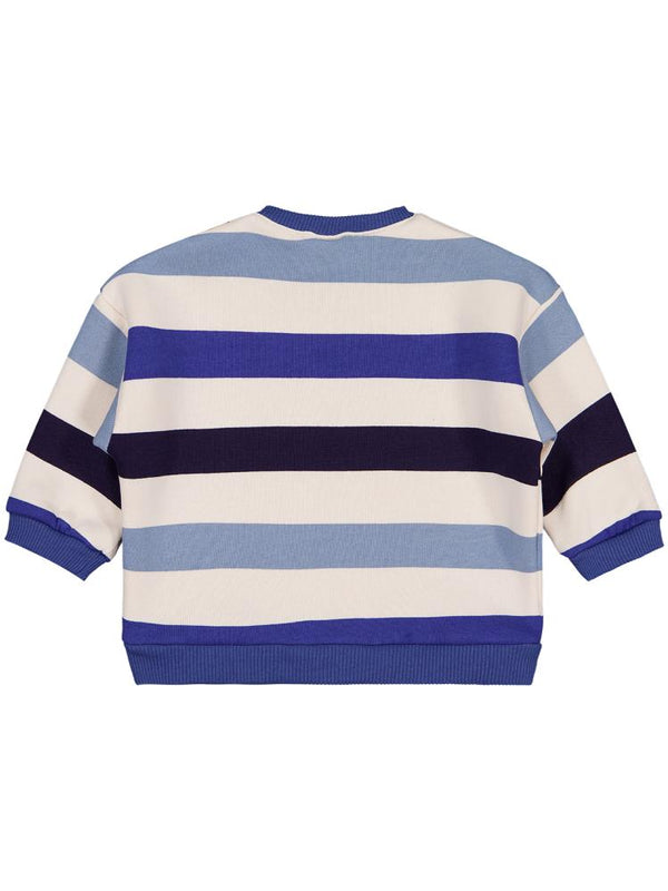 Civil Baby Ayıcık Baskılı Çizgili 6-18 Ay Sweatshirt - Mavi