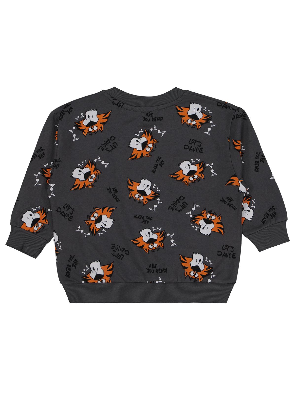 Civil Erkek Çocuk Dance Party Empirme Baskılı Sweatshirt | 2 İp | Okul Kreş ve Günlük Kullanım - Gri