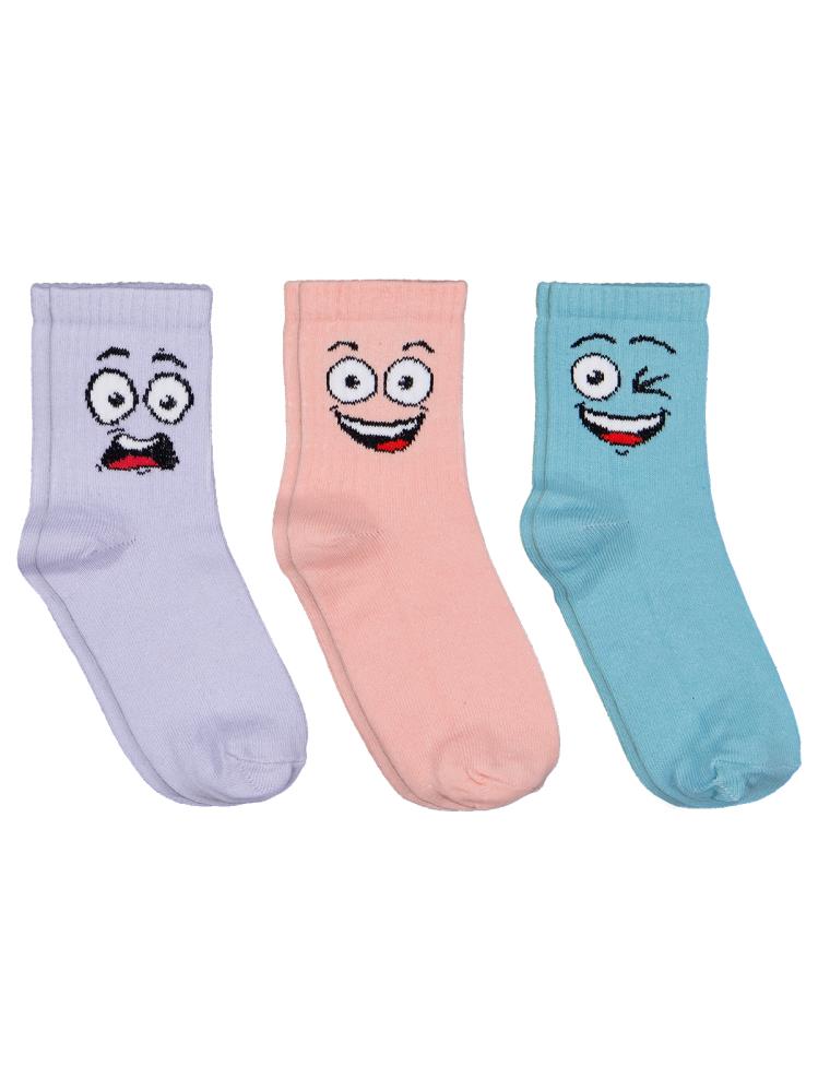 Civil Girls Gülenyüz 3'lü 2-12 Yaş Kız Soket Çorap