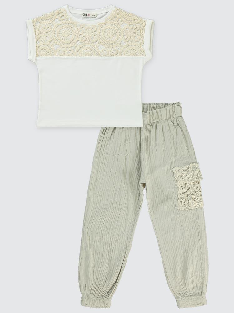 Civil Girls Dantelli Jogger 6-9 Yaş Takım - Gri
