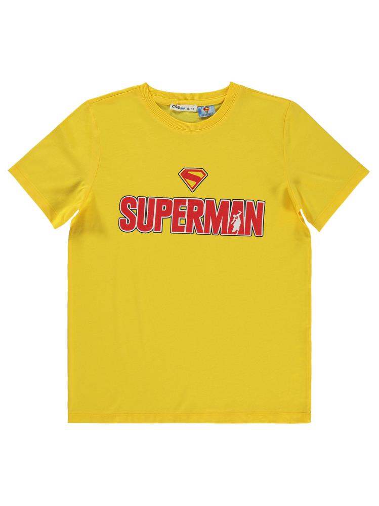 Süperman Baskılı 10-13 Yaş Tişört - Sarı