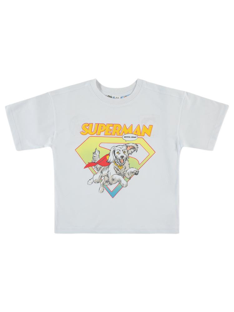 Süperman Krypto Baskılı 6-9 Yaş Tişört - Beyaz