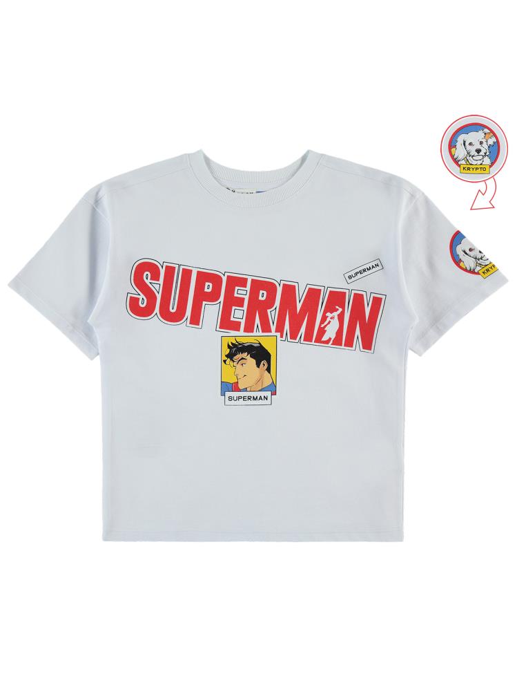 Süperman Baskılı 6-9 Yaş Tişört - Beyaz
