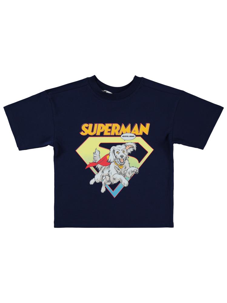 Süperman Krypto Baskılı 2-5 Yaş Tişört - Lacivert