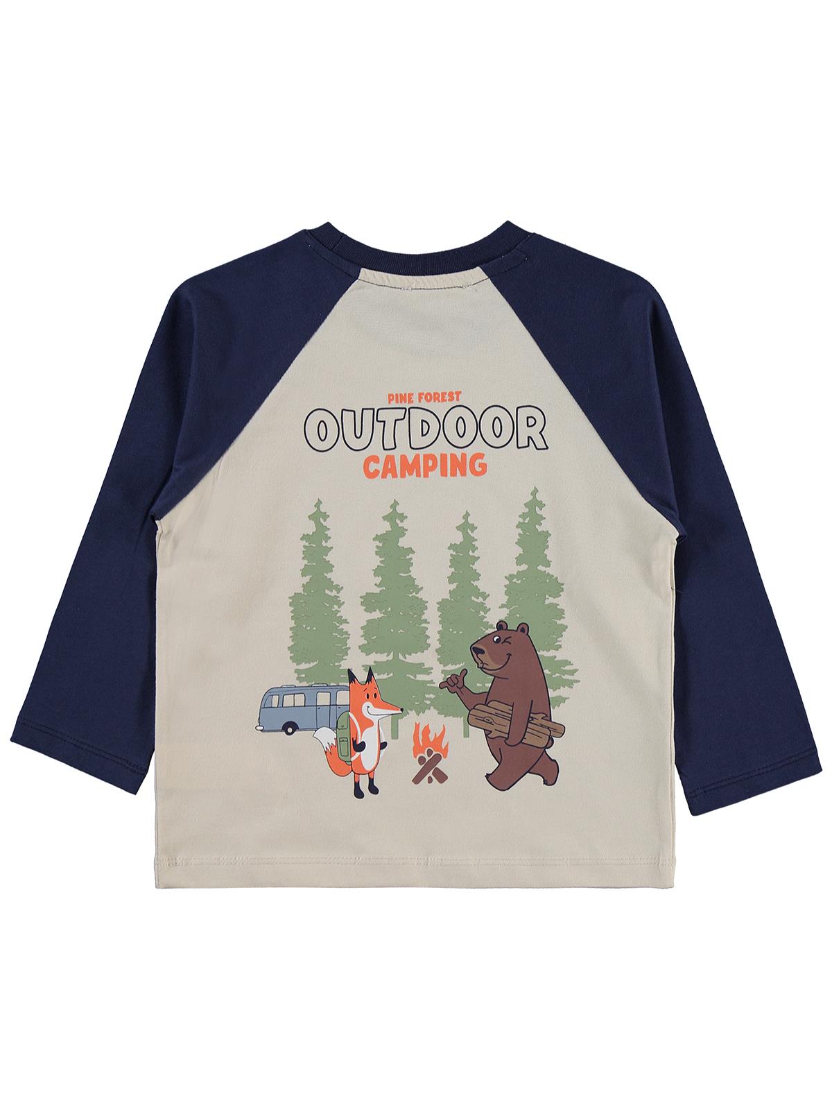 Civil Boys Outdoor Campıng Baskılı 2-5 Yaş Sweatshirt - Bej
