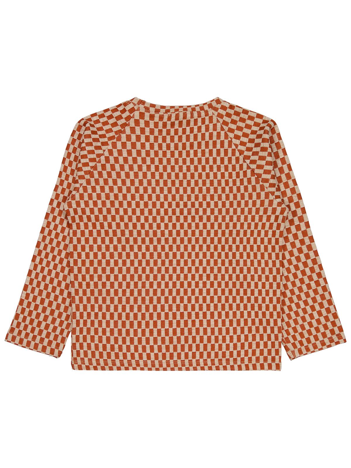 Civil Erkek Çocuk Dama Desenli Sweatshirt | Jakar/Petek Uzun Kol | Okul Kreş ve Günlük Kullanım - Turuncu