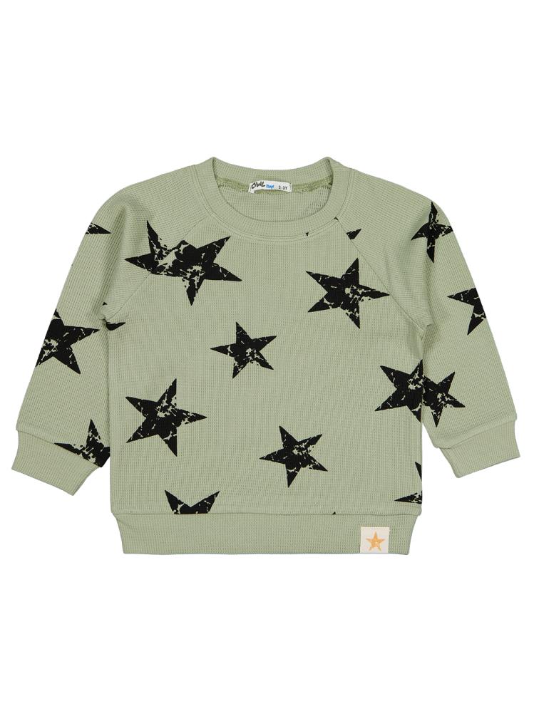 Civil Boys Yıldız Empirme Baskılı 2-5 Yaş Sweatshirt - Haki