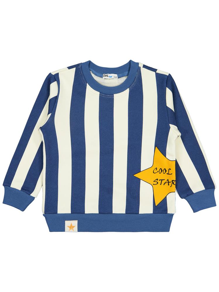 Civil Boys Çizgili Yıldız Baskılı 2-5 Yaş Sweatshirt - Bordo