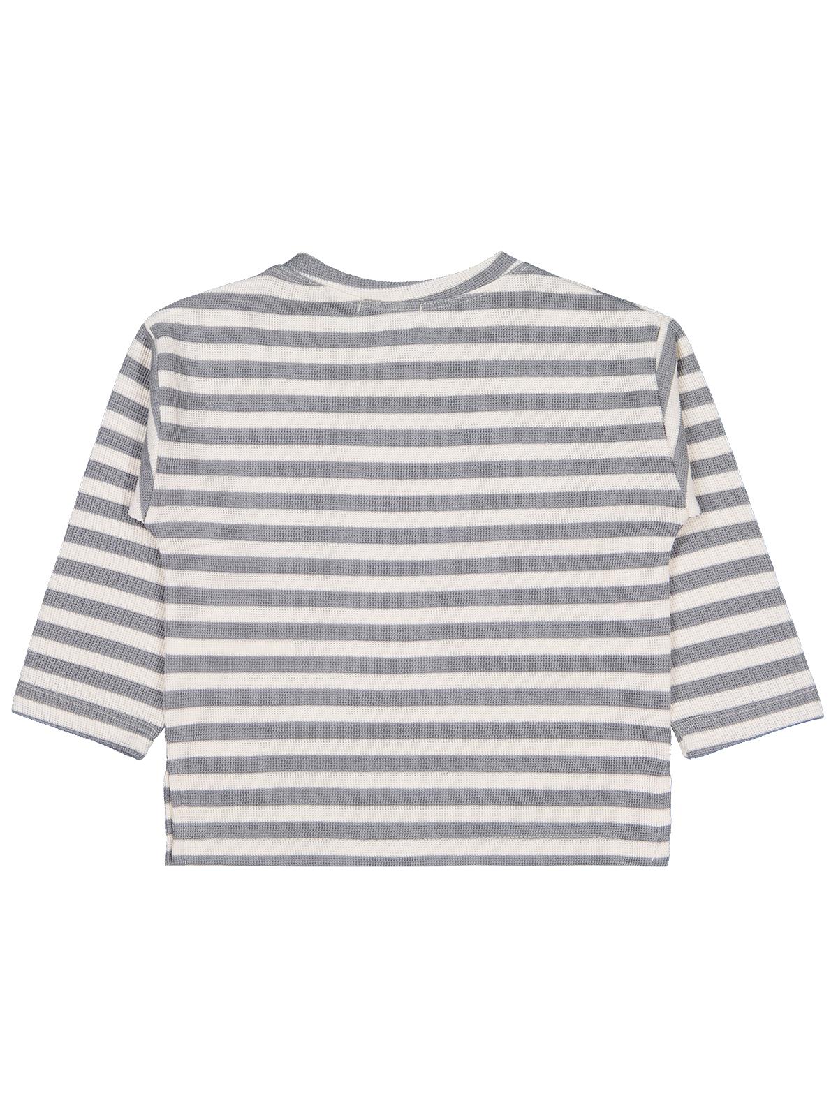 Civil Erkek Çocuk Kendinden Çizgili Sweatshirt | Jakar/Petek Uzun Kol | Okul Kreş ve Günlük Kullanım - Gri