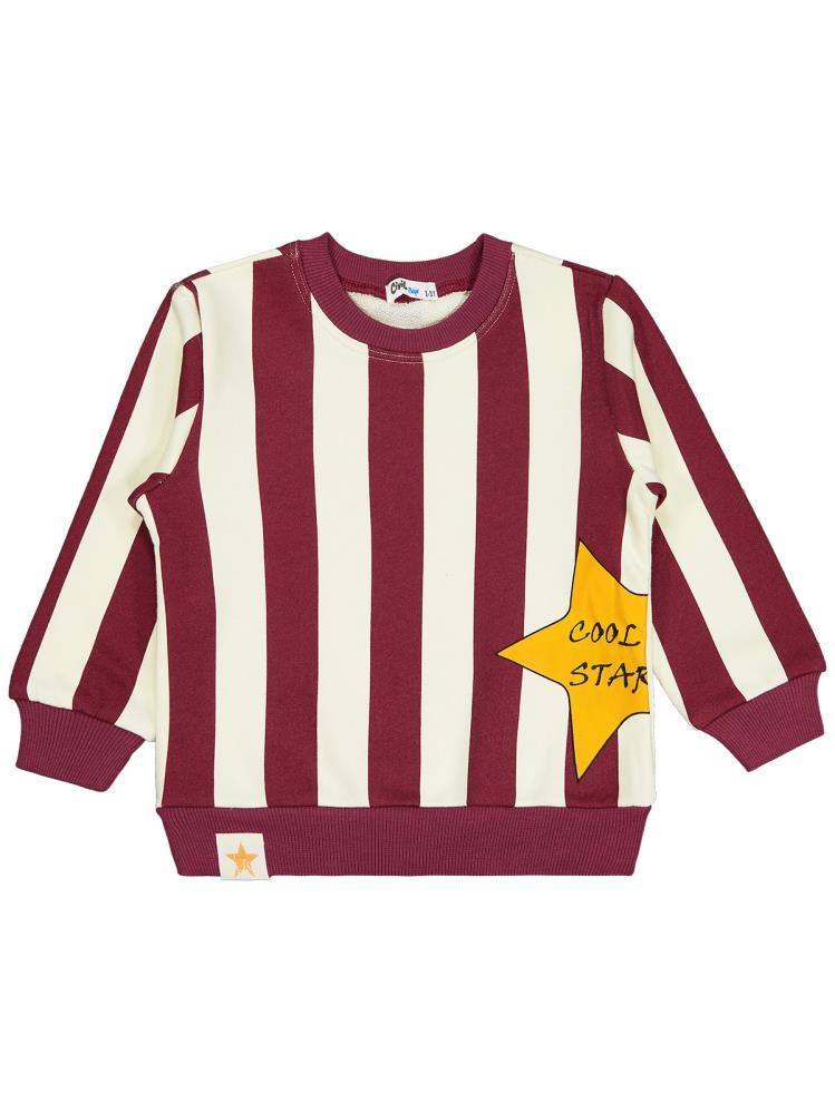 Civil Boys Çizgili Yıldız Baskılı 2-5 Yaş Sweatshirt - Bordo