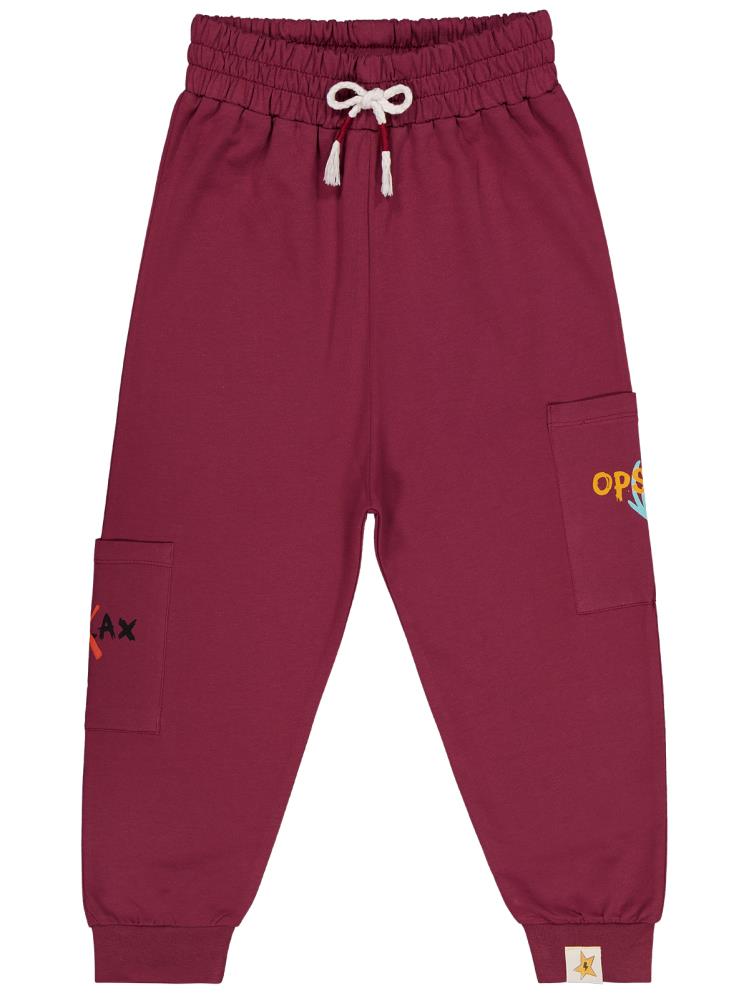Civil Boys Opss ! Baskılı 6-9 Yaş Eşofman Altı - Bordo