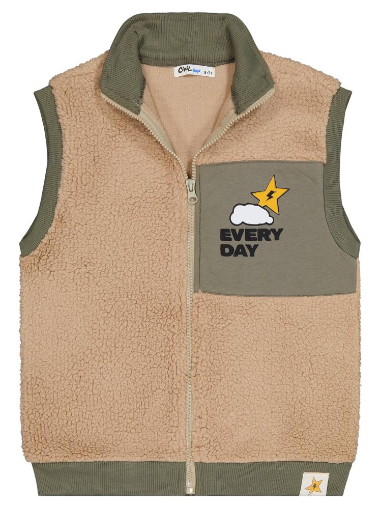 Civil Boys Every Day Baskılı 6-9 Yaş Yelek - Haki