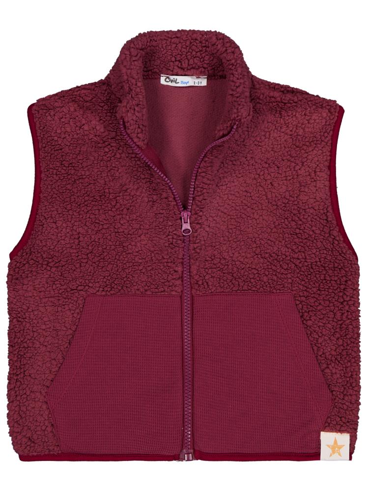 Civil Boys Yıldız Nakışlı 2-5 Yaş Yelek - Bordo