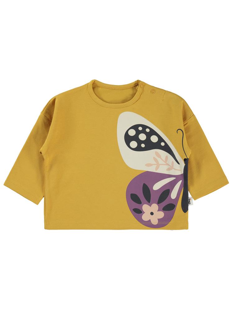 Cvl-62 Civil Baby Büyük Kelebek Baskılı 6-18 Ay Sweatshirt - Hardal