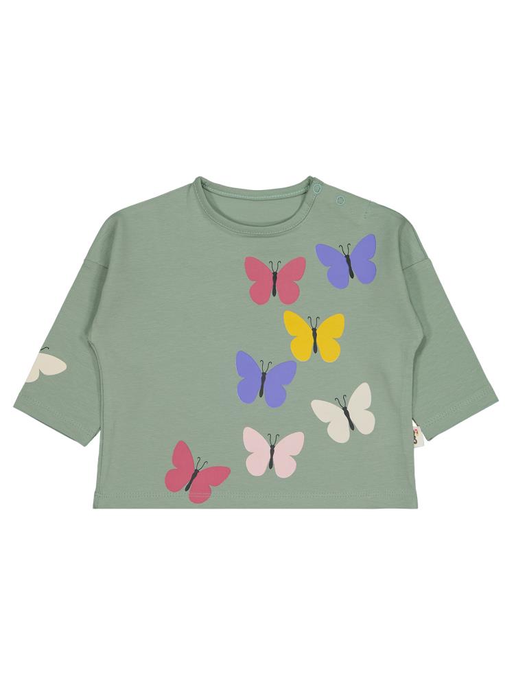 Cvl-60 Civil Baby Küçük Kelebekler Baskılı 6-18 Ay Sweatshirt - Yeşil