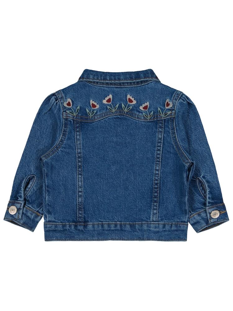 1010 Civil Baby Çiçek Nakışlı 9-18 Ay Ceket - Mavi