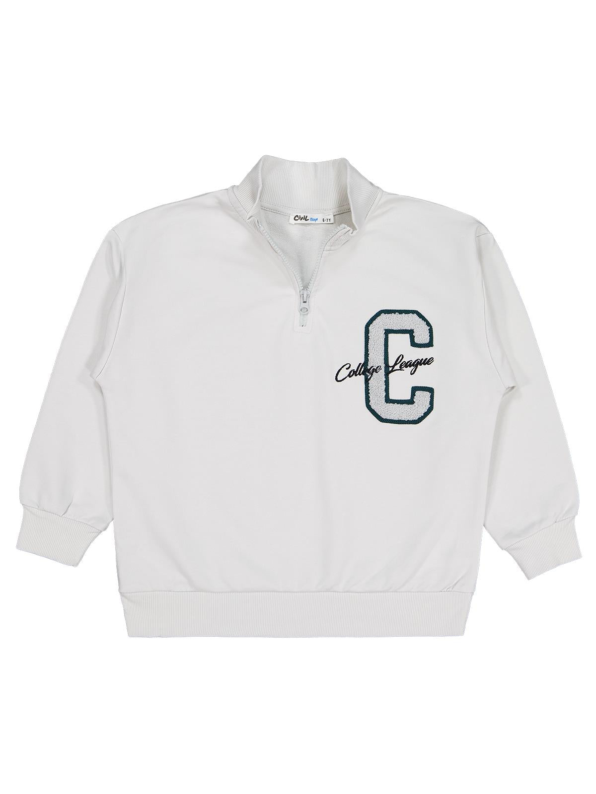 Civil Erkek Çocuk C Chıcago Baskılı-Nakışlı Sweatshirt | 2 İp | Okul Kreş ve Günlük Kullanım - Gri