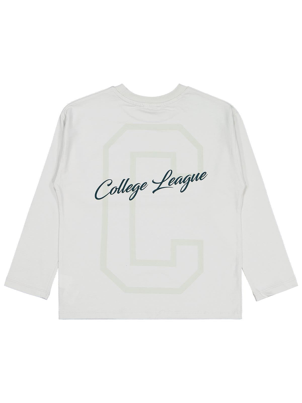 Civil Erkek Çocuk College Baskılı Sweatshirt | Fırçalı Süprem | Okul Kreş ve Günlük Kullanım - Gri