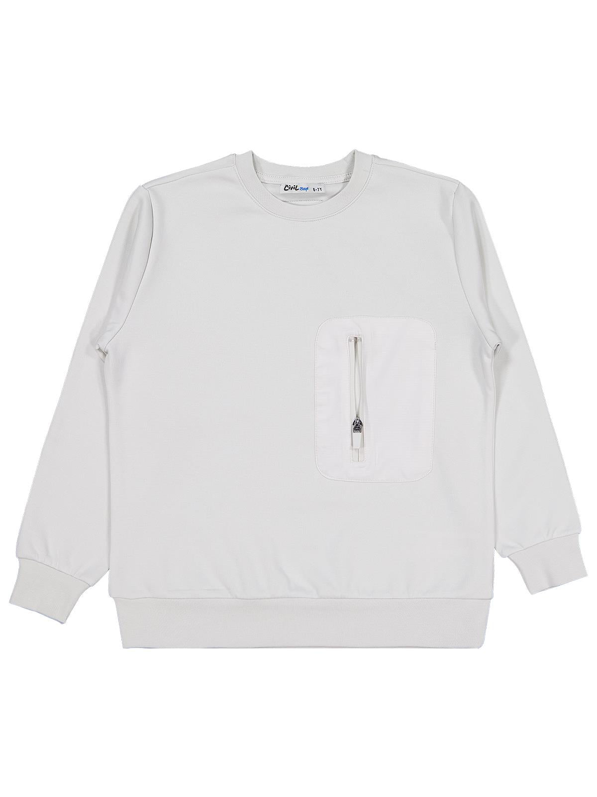 Civil Erkek Çocuk Etiketli - Micro Garnili Sweatshirt | Okul Kreş ve Günlük Kullanım - Gri