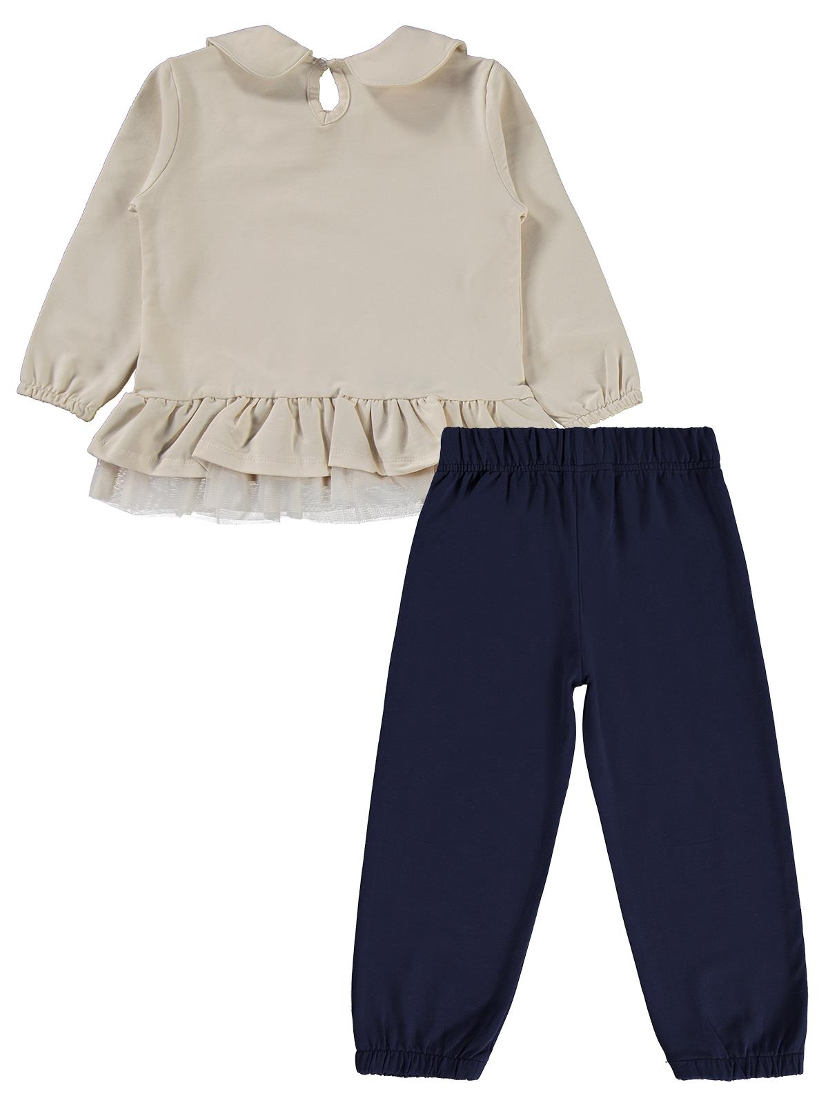 Civil Girls Etek Ucu Fırfırlı 2-5 Yaş Takım - Fil Dişi