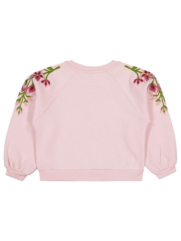 Civil Girls Omuzu Çiçek Nakışlı 6-9 Yaş Sweatshirt - Pembe