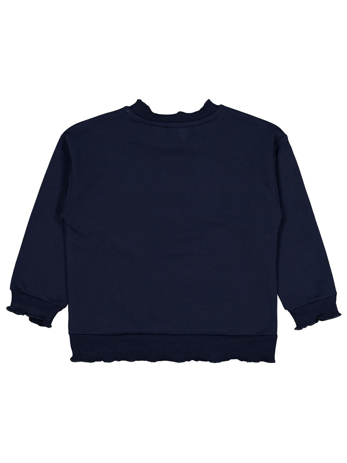 Civil Kız Çocuk Best Vibes Nakışlı Sweatshirt | 2 İp Uzun Kol | Okul Kreş ve Günlük Kullanım - Lacivert