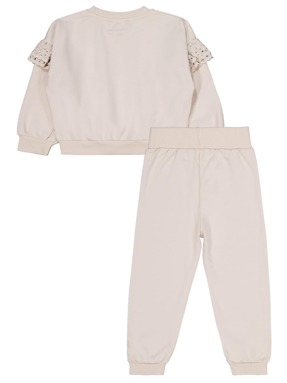 Civil Girls Kolu Fırfırlı 2-5 Yaş Eşofman Takımı - Bej