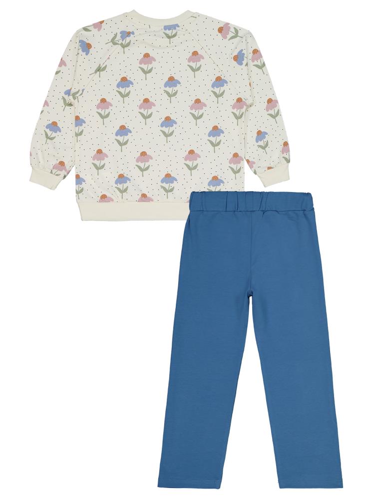 Civil Girls Puanlı Çiçek Desenli 6-9 Yaş Eşofman Takımı - Yeşil