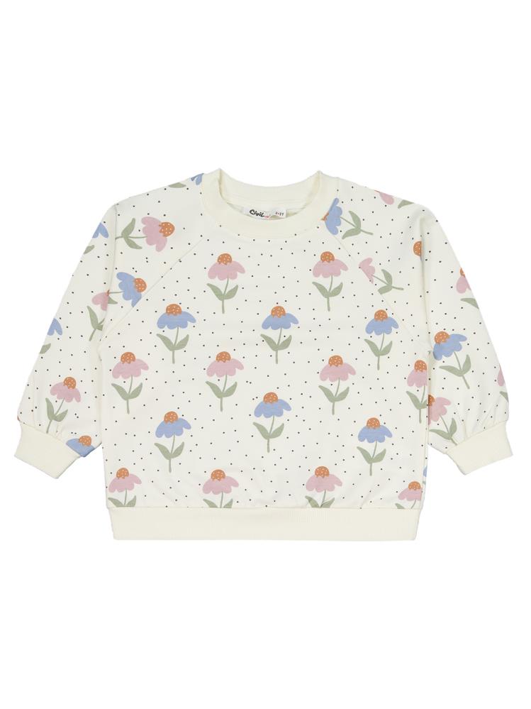 Civil Girls Puanlı Çiçek Desenli 2-5 Yaş Eşofman Takımı - Yeşil