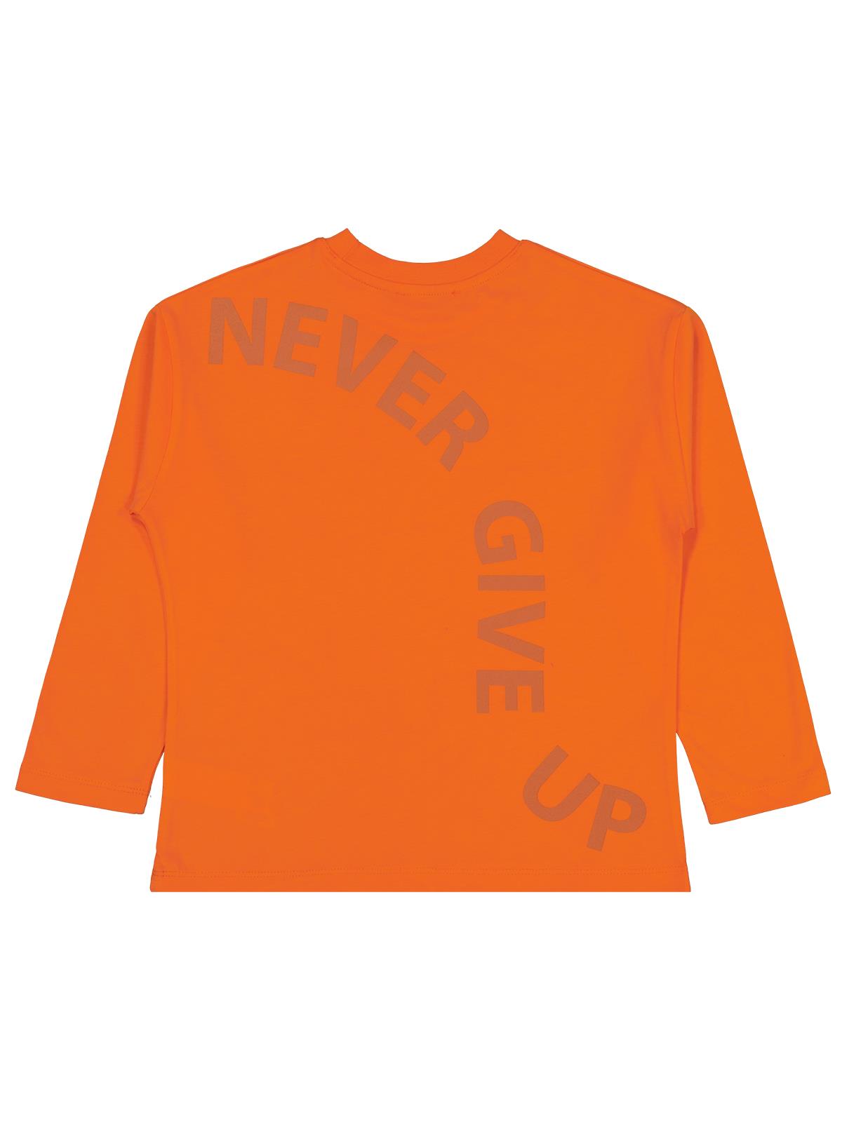 Civil Erkek Çocuk Never Gıve Up Baskılı Sweatshirt | Fırçalı Süprem | Okul Kreş ve Günlük Kullanım - Turuncu