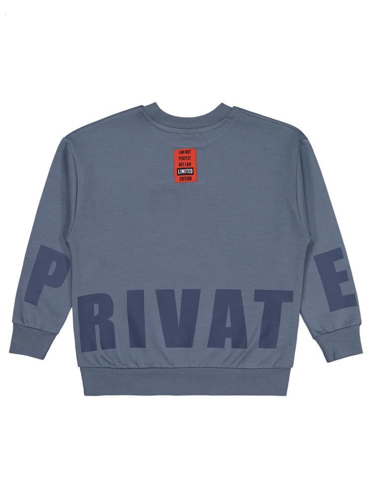 Civil Boys Prıvate Baskılı 10-13 Yaş Sweatshirt - Gri