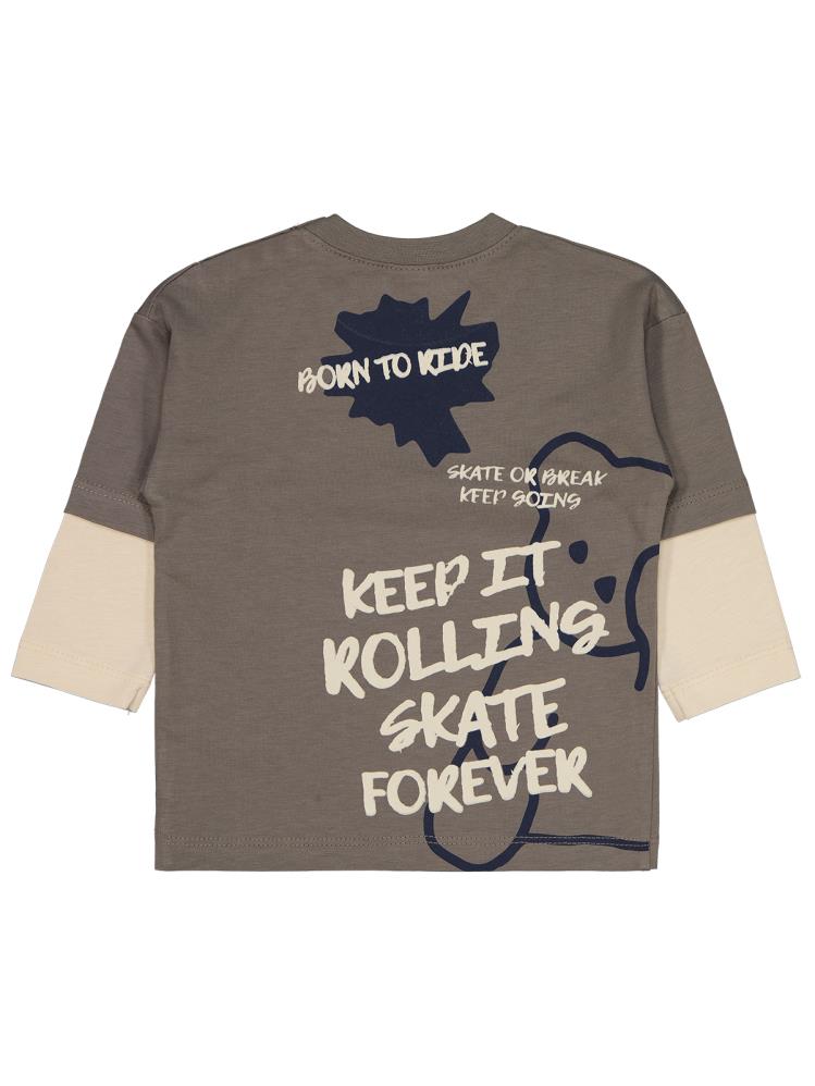 Cvl-73 Civil Baby Ayıcık Baskılı 6-18 Ay Sweatshirt - Gri