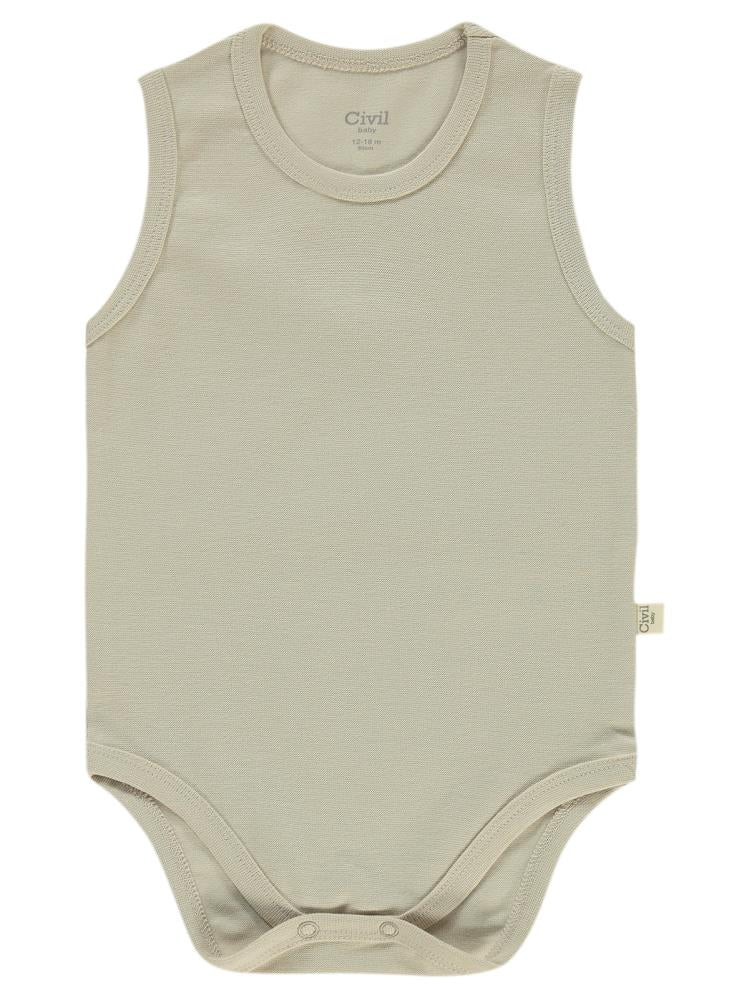 Civil Baby Organik 5 li Sıfır Kol 1-3 yaş Çıtçıtlı Badi - Bej