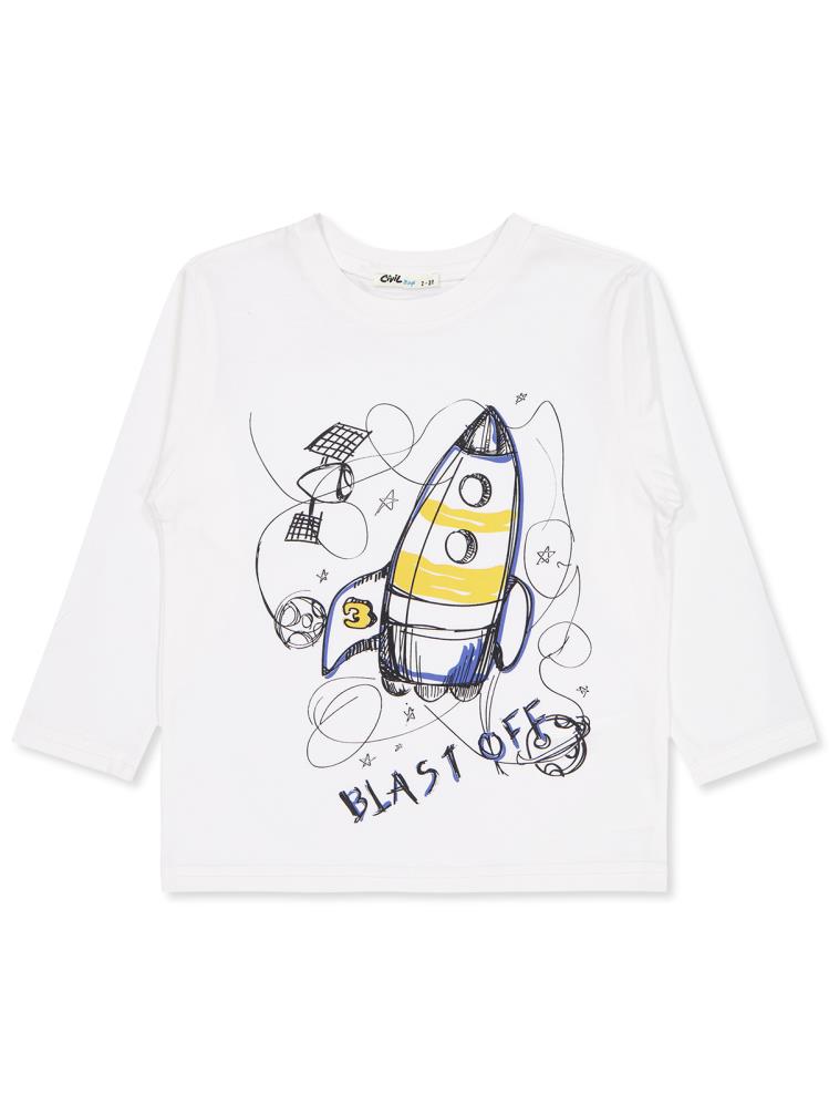 Civil Boys Blast Off Baskılı 2-5 Yaş Sweatshirt - Ekru