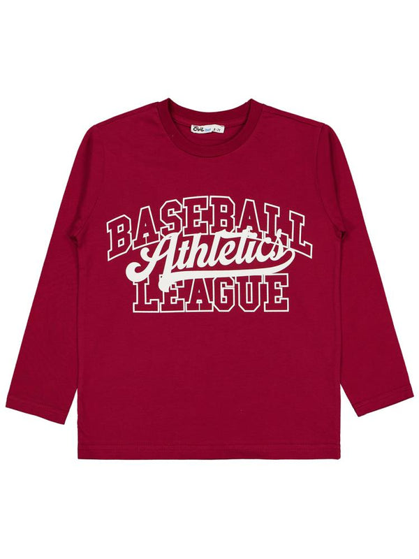 Civil Boys Basebal Atletics Baskılı 6-9 Yaş Sweatshirt - Bordo
