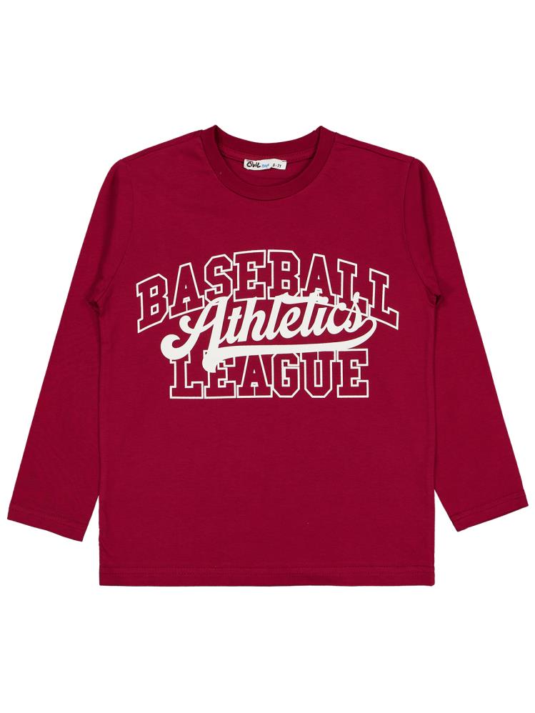 Civil Boys Basebal Atletics Baskılı 6-9 Yaş Sweatshirt - Bordo