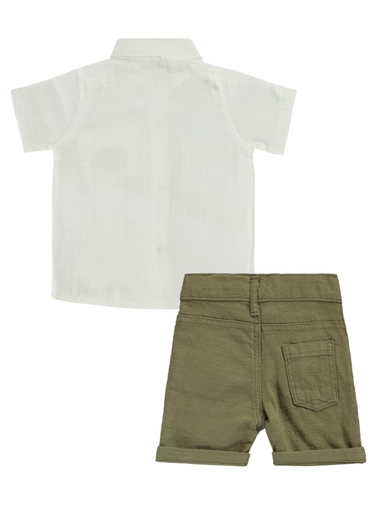 Concept Müslin Gömlekli Şortlu 3'lü 6-18 Ay Takım - Haki